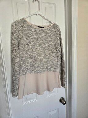 WHBM Layered Chiffon Sweater, Size XS
